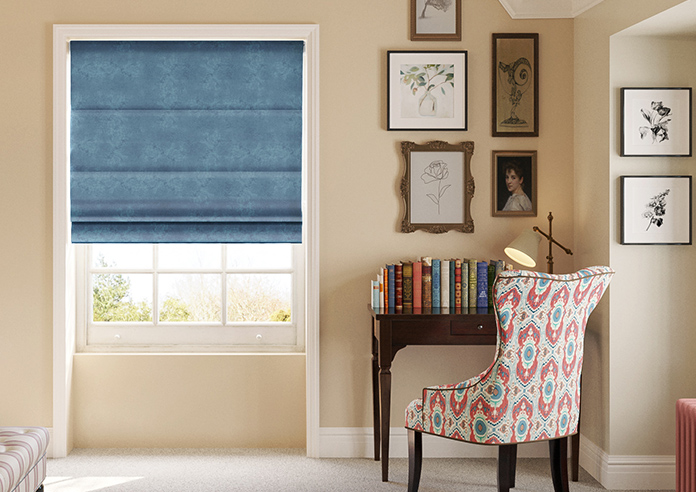 Florence Faux Suede, Prussian Blue - Motorised Roman Blind - Image 3
